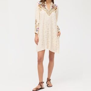 Johnny Was Embroidered Cream Dress, L. NWT.